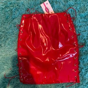 Red Faux Leather skirt